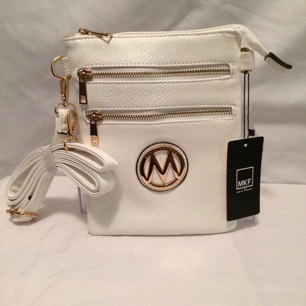 NWT White Double-Zip Crossbody Mia K Farrow Purse - Picture 6 of 8